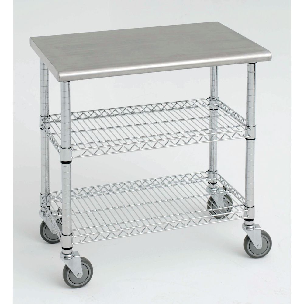 Expressly Hubert Kitchen Cart With Solid Stainless Steel Top 49l X 24d X 39 1 2h