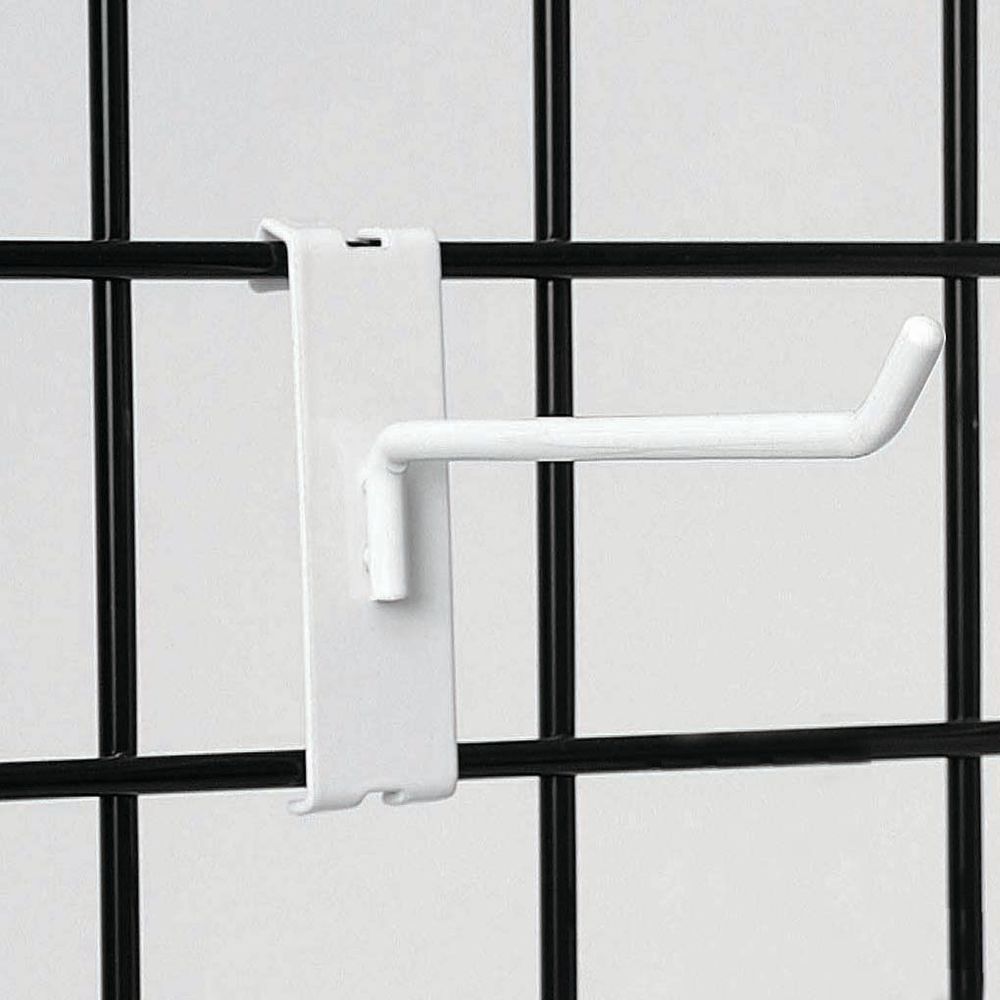 4" White Grid Wall Hooks