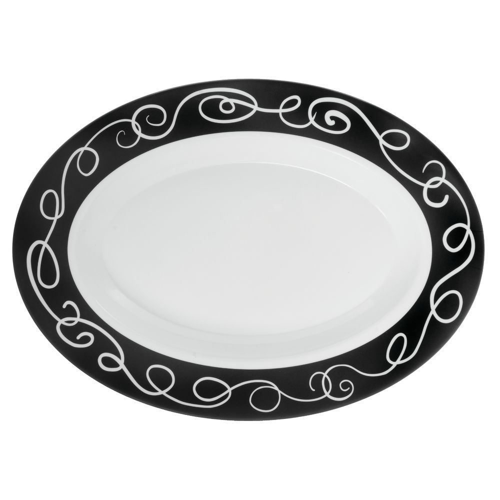 Delfin Sorrento Ii Collection Decorative Oval White Black Melamine