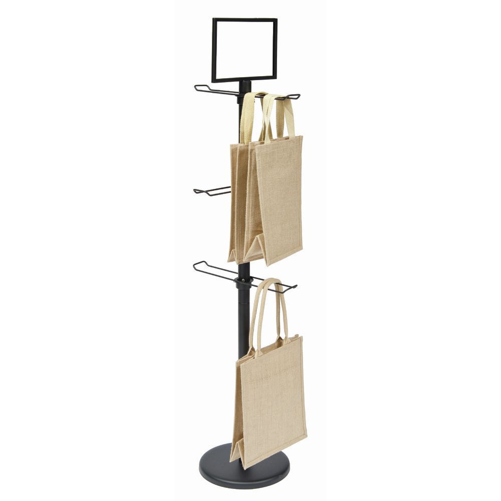 STAND, TOTE BAG, 3-TIER, BLACK, W/SIGN FRAME