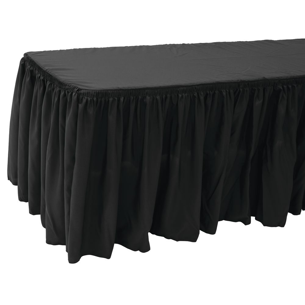 TABLECOVER, FITTED, W/SKRTNG, 6&#39;, BLACK