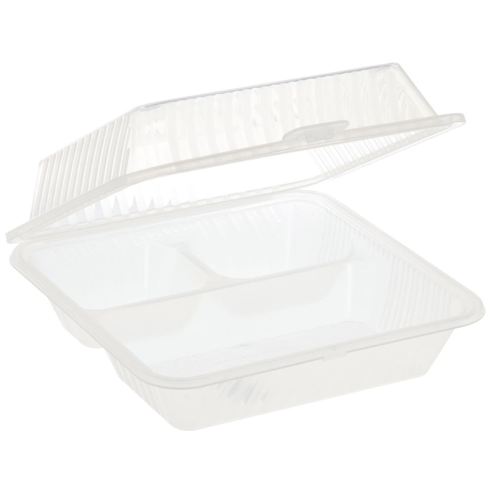 G.E.T. 3 Compartment Clear Polypropylene Eco-Takeout Container - 9