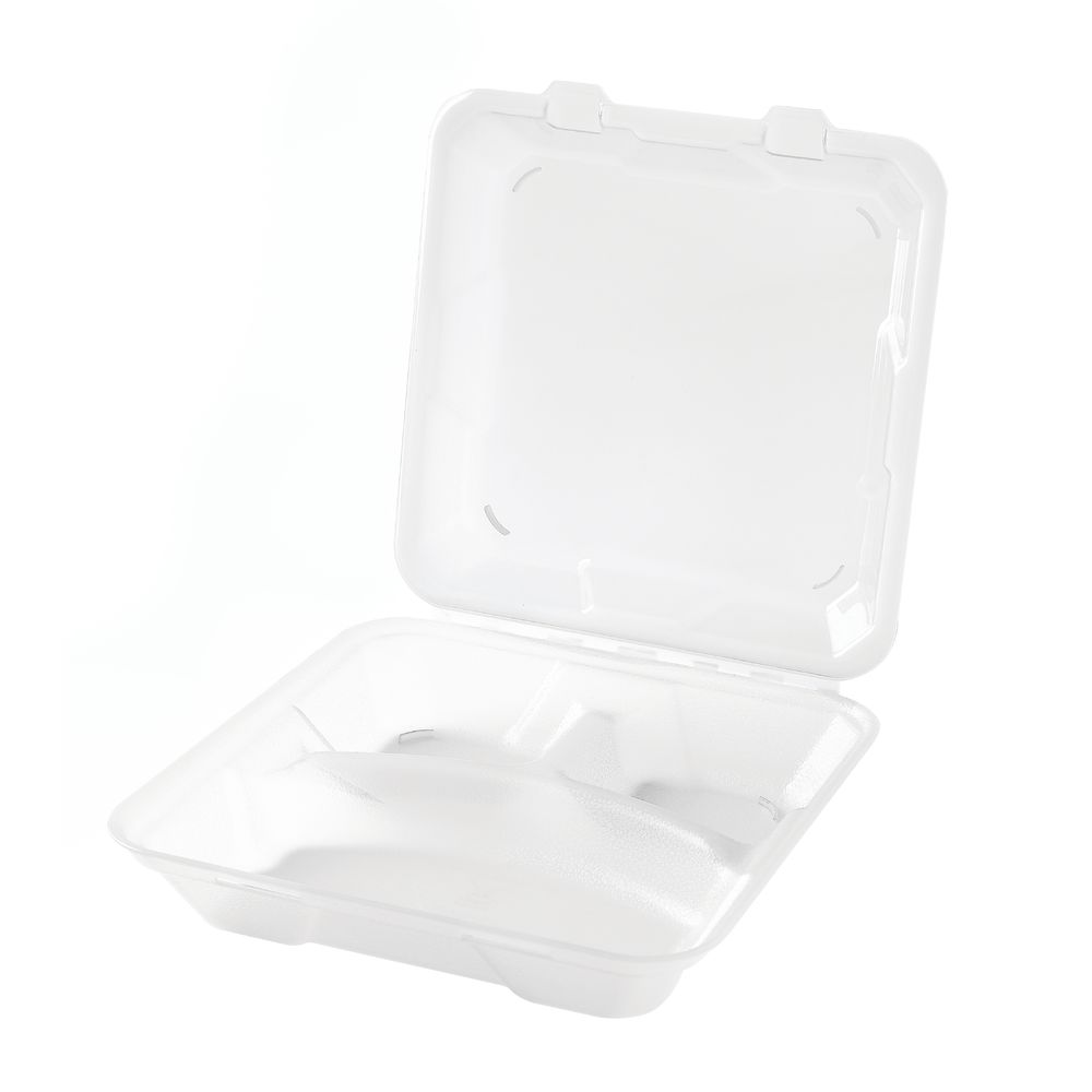 3 Compartment Jade Polypropylene Eco-Takeout Container G.E.T 9"L x 9"W x 3 