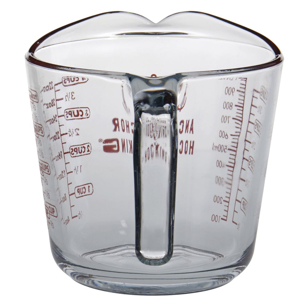 Anchor Hocking Clear Glass Measuring Cup 4 cup 32oz quart liter mL bowl USA