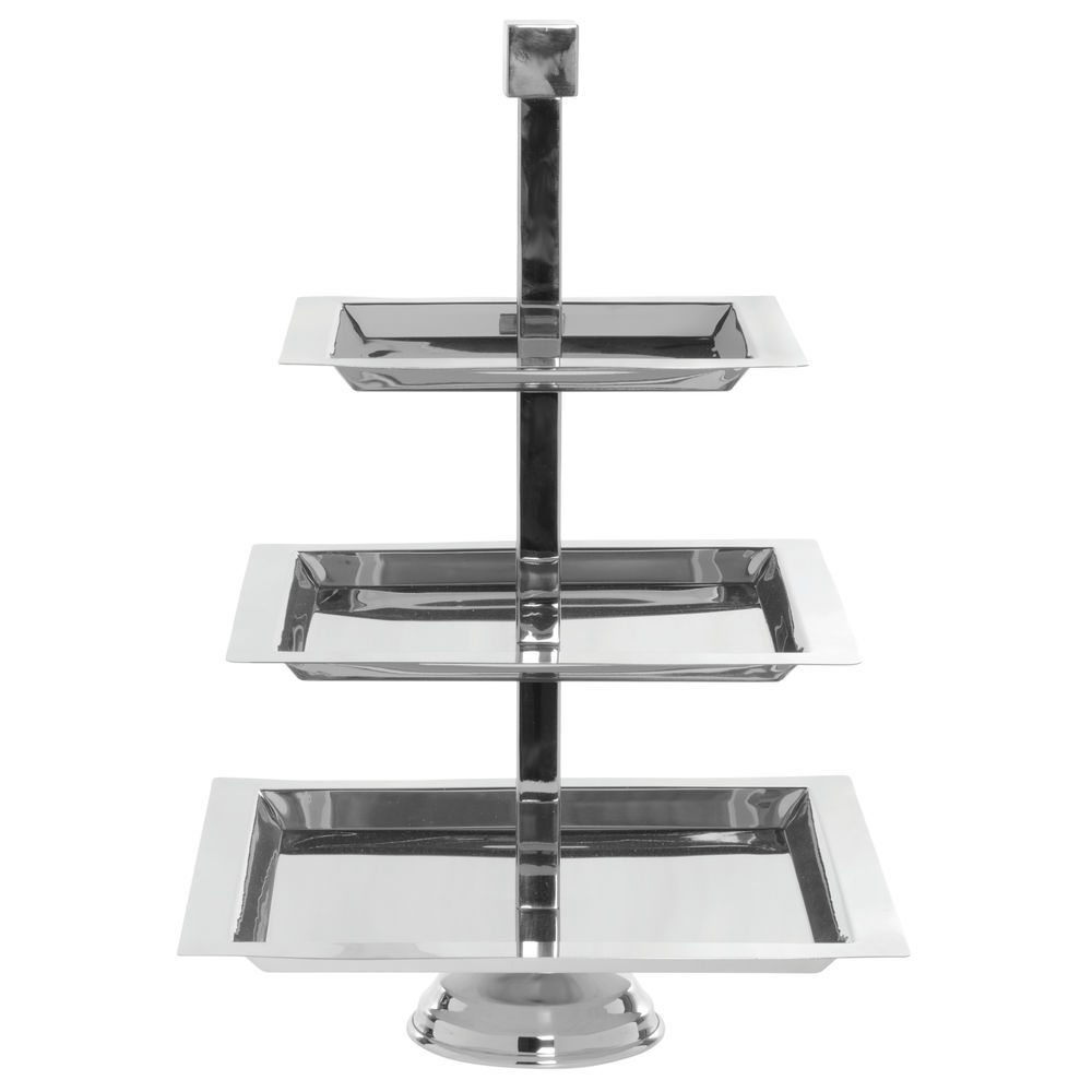 STAND, SERVING, 3-TIER, SQUARE, S/S, 22"H