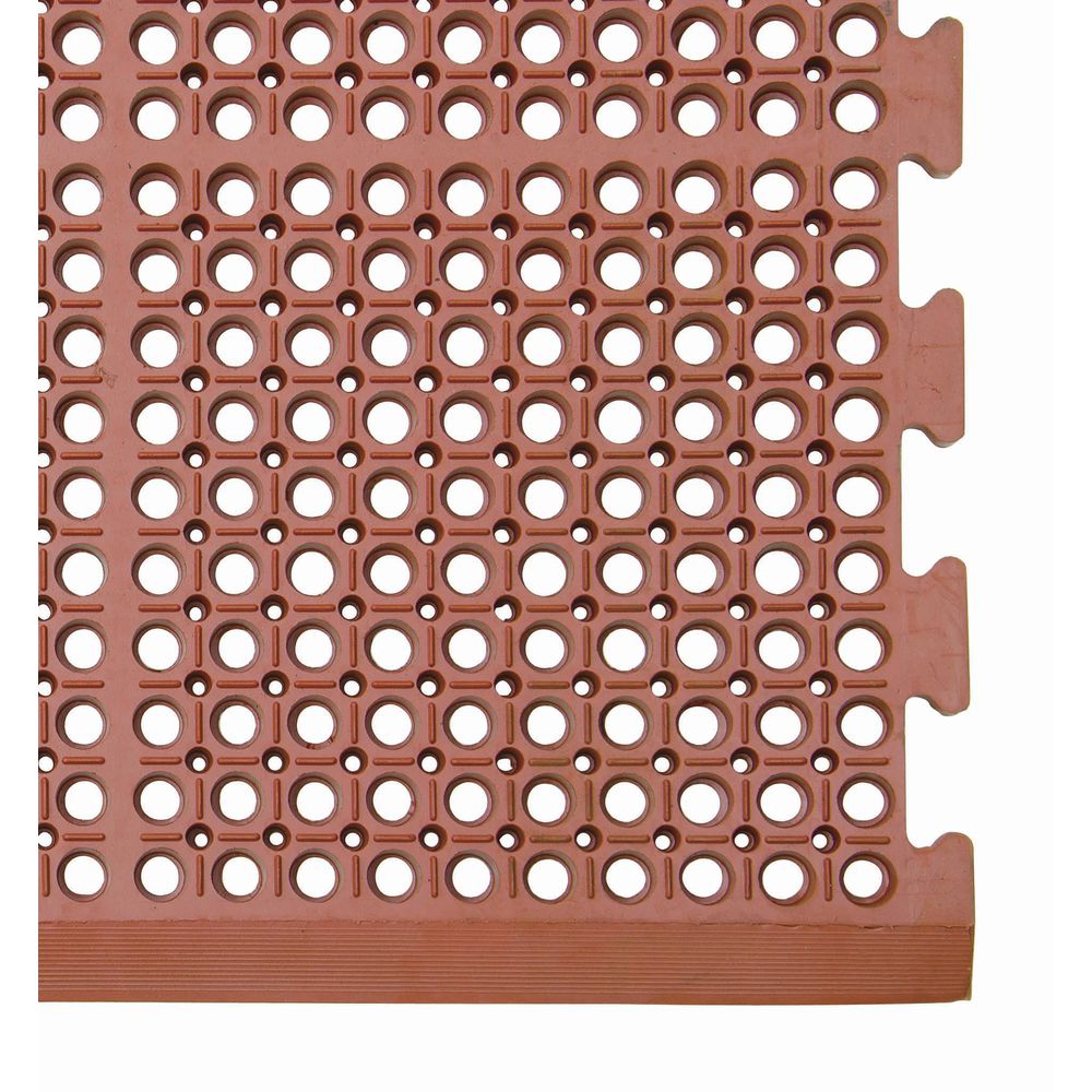 HUBERT Red Rubber Grease-Resistant Anti-Fatigue Drainage Mat 5'L x 3'W x 1/2"H 
