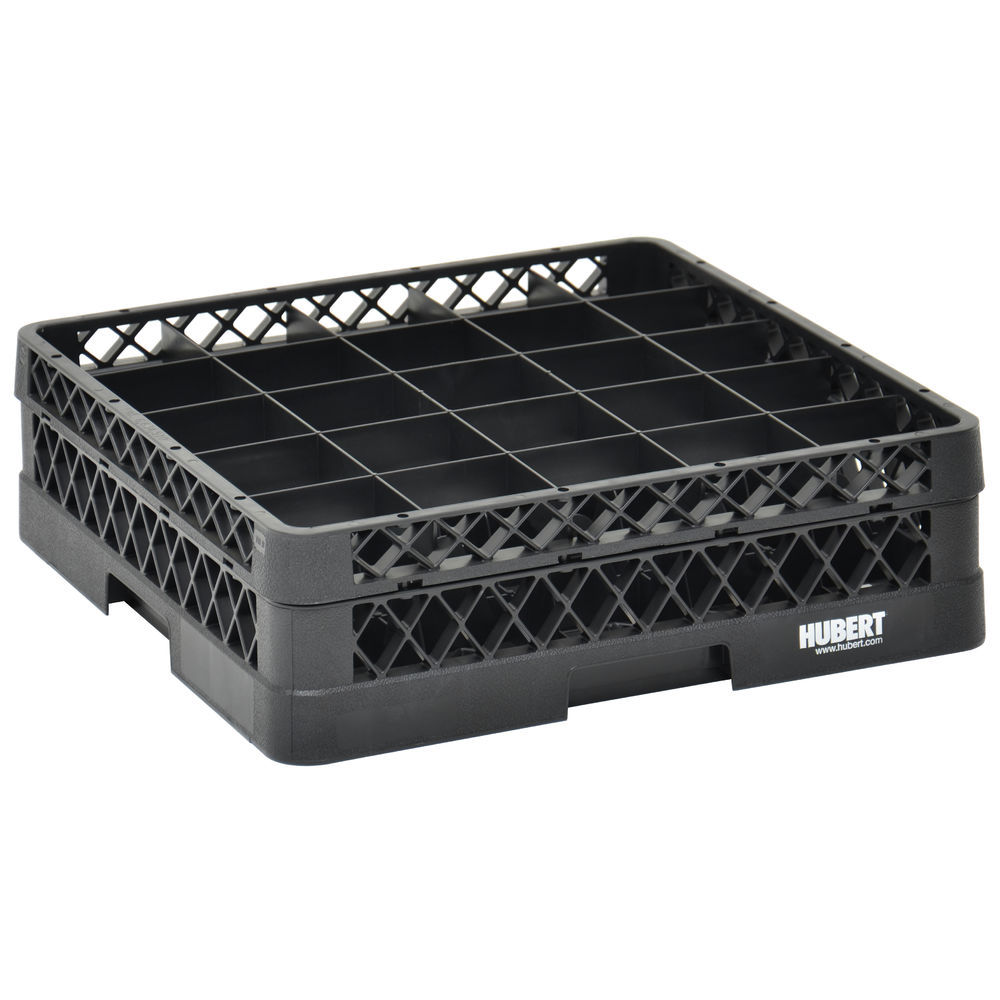 19 3/4 L x 19 3/4 W x 7 1/8 H Vollrath Traex Black Plastic 25 Compartment Dishwashing Rack With Two Open Extenders 