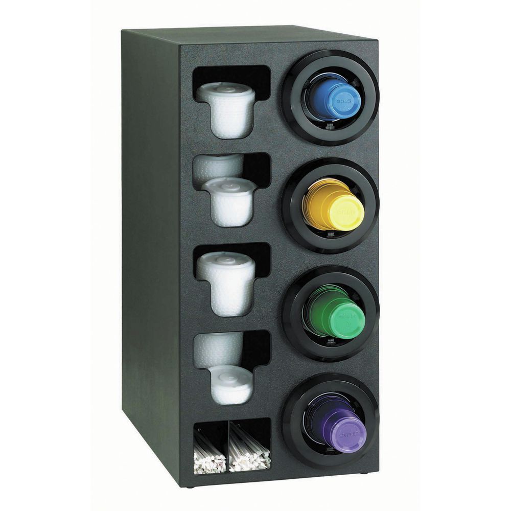 Dispense-Rite 4 Cup on Right Disposable Cup Dispenser with E-Z Slide Lid Chutes and Clip Adjustment Mechanism 13"L x 23"D x 32 1/4"H
