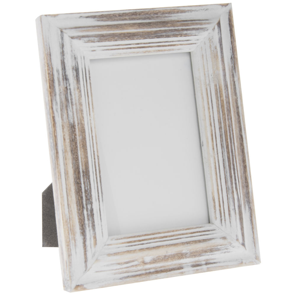 Threshold 5 X 7 Rustic Wooden Slants Tabletop Picture Frame White Wash Farmhouse 