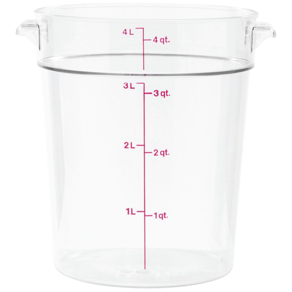 Cambro Camwear Food Storage Container Round Clear Plastic 4q t8 3/16"Dia x 8 9/16"H