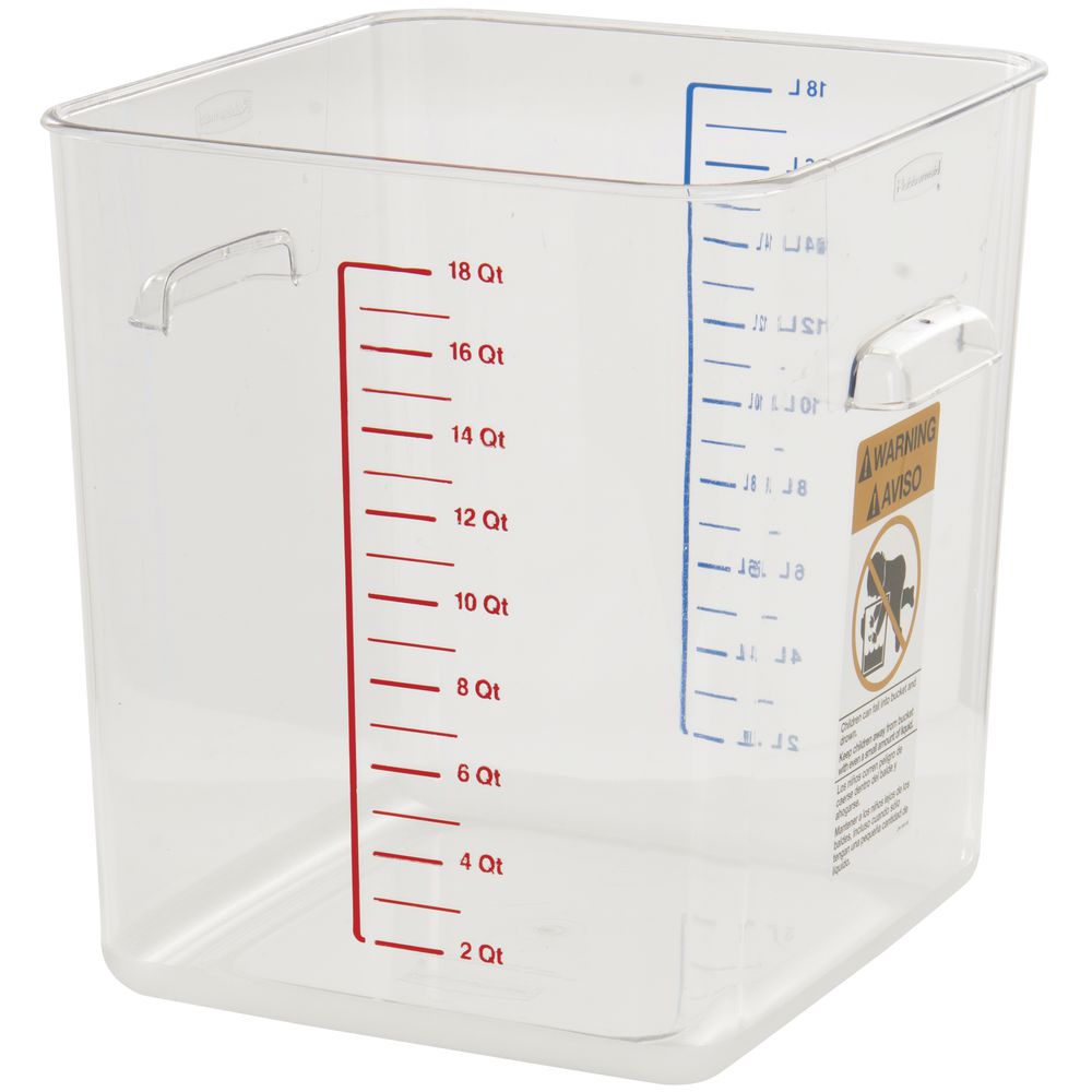 Rubbermaid 18 qt Clear Plastic Square Storage Container 10 1/2"L x 11