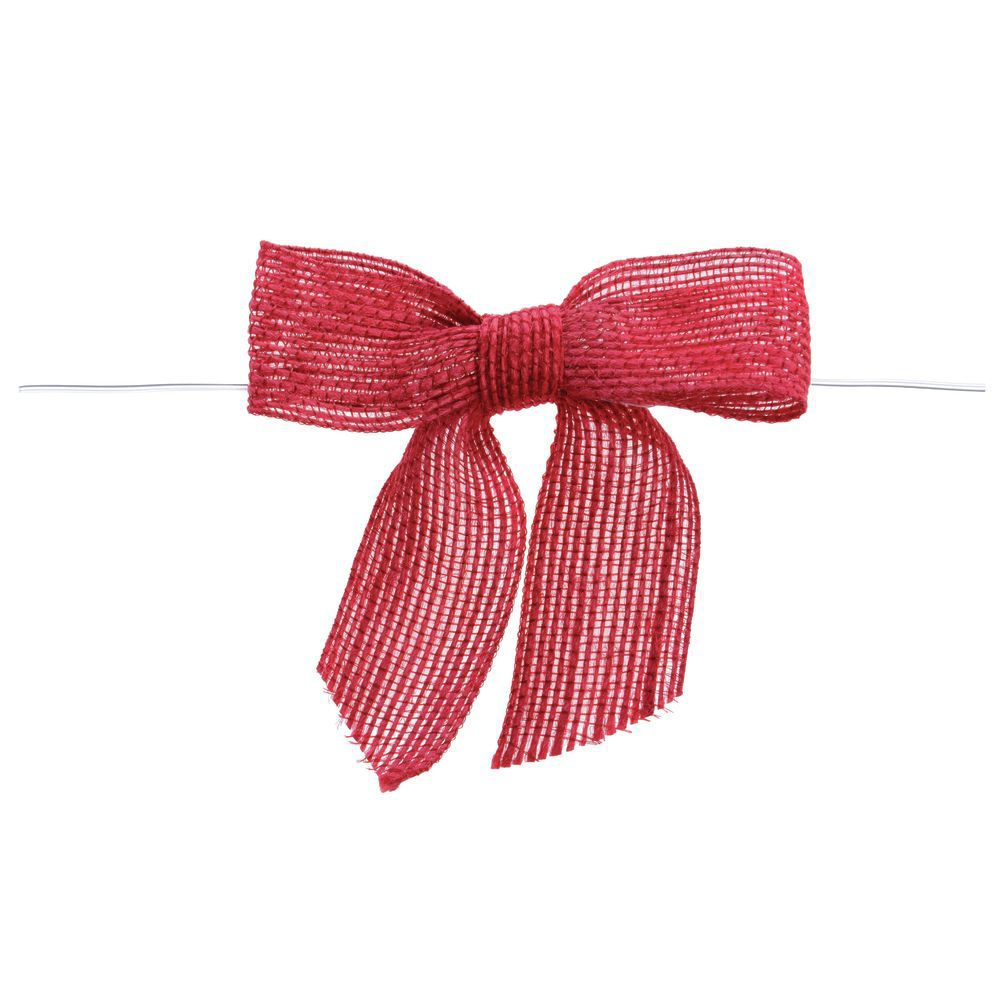 5 Red Pre-Tied Satin Gift Bows with Twist Ties, 12 pack