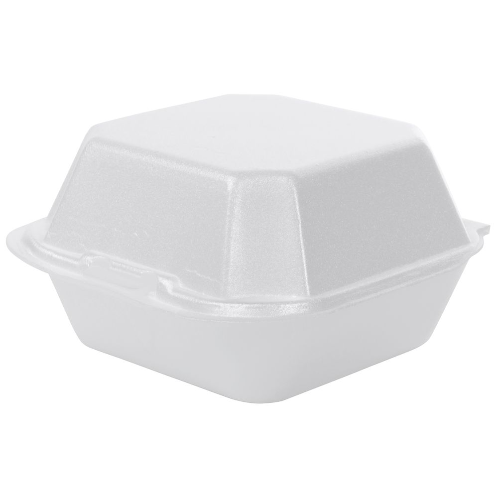 Genpak SN203-WHT 9 1/4 x 9 1/4 x 3 White Large 3-Compartment Foam  Snap-It Hinged Lid Container - 100/Pack