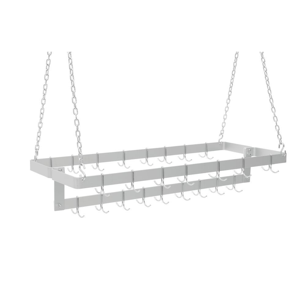 Easy Reach Aluminum Ceiling Mount Pot Rack With 24 Hooks 48 L