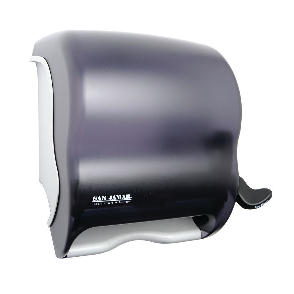 San Jamar Black Plastic Lever Roll Towel Dispenser - 12 1/2W x 8