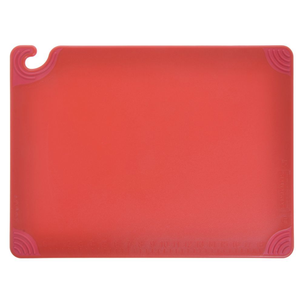 San Jamar Saf-T-Grip 18 x 24 Cutting Board Red 1/2" Thick 