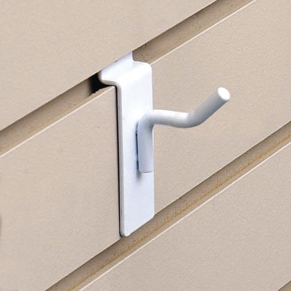 1" White Slatwall Hook