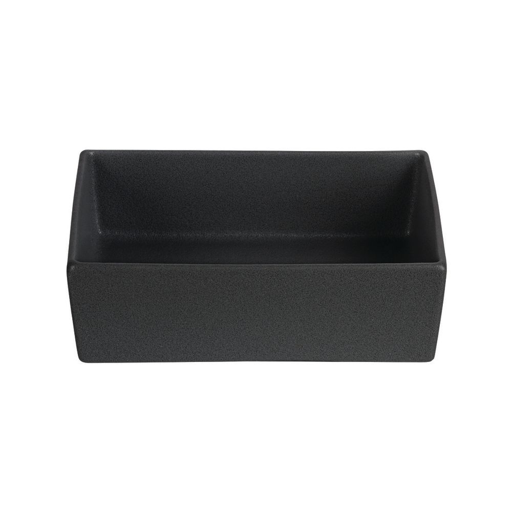 Bugambilia Straight Sided Salad Bowl Resin Coated Metal Containers for Food 77 oz in Black  10"L  x  7"W x 3"H