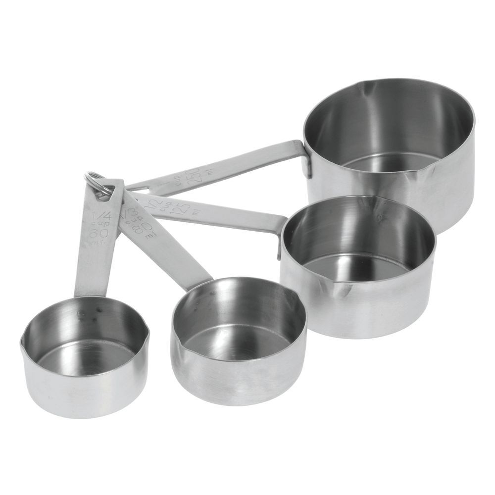 HUBERT® Stainless Steel Measuring Cup Set with Heavy Duty Strip Handles One Piece Stainless Steel Measuring Cups
