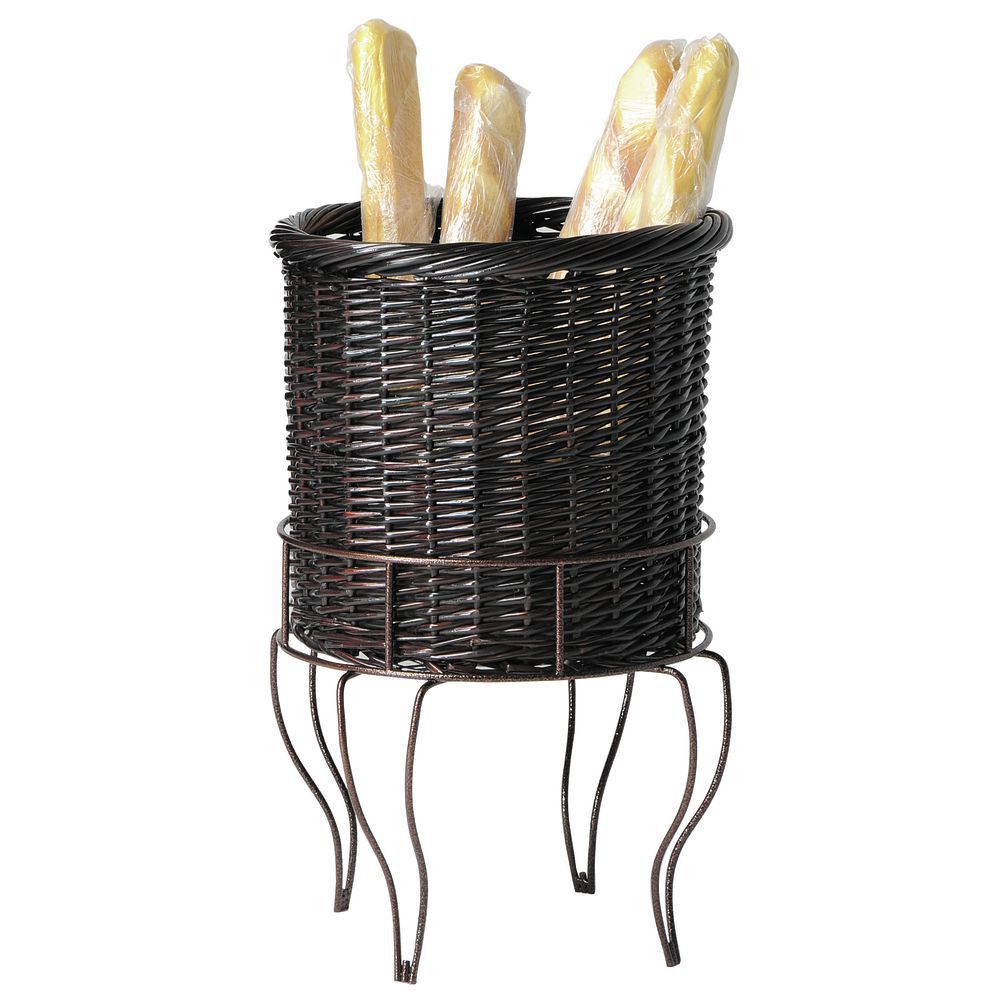18" Dia x Mobile Merchandisers Antique Bronze Wire Wicker Pedestal Basket Set 