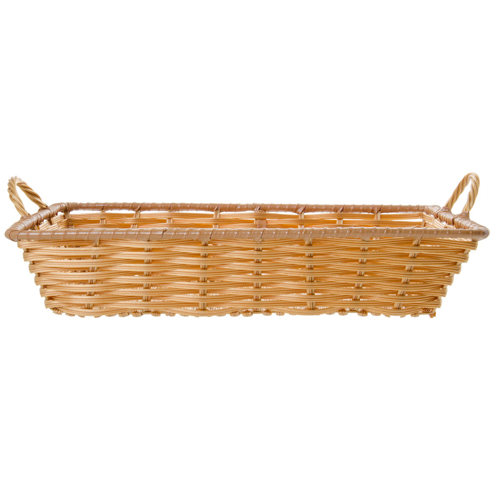 Large Wicker Basket with Handles Natural Plastic18"L x 12"W x 3 1/2"D