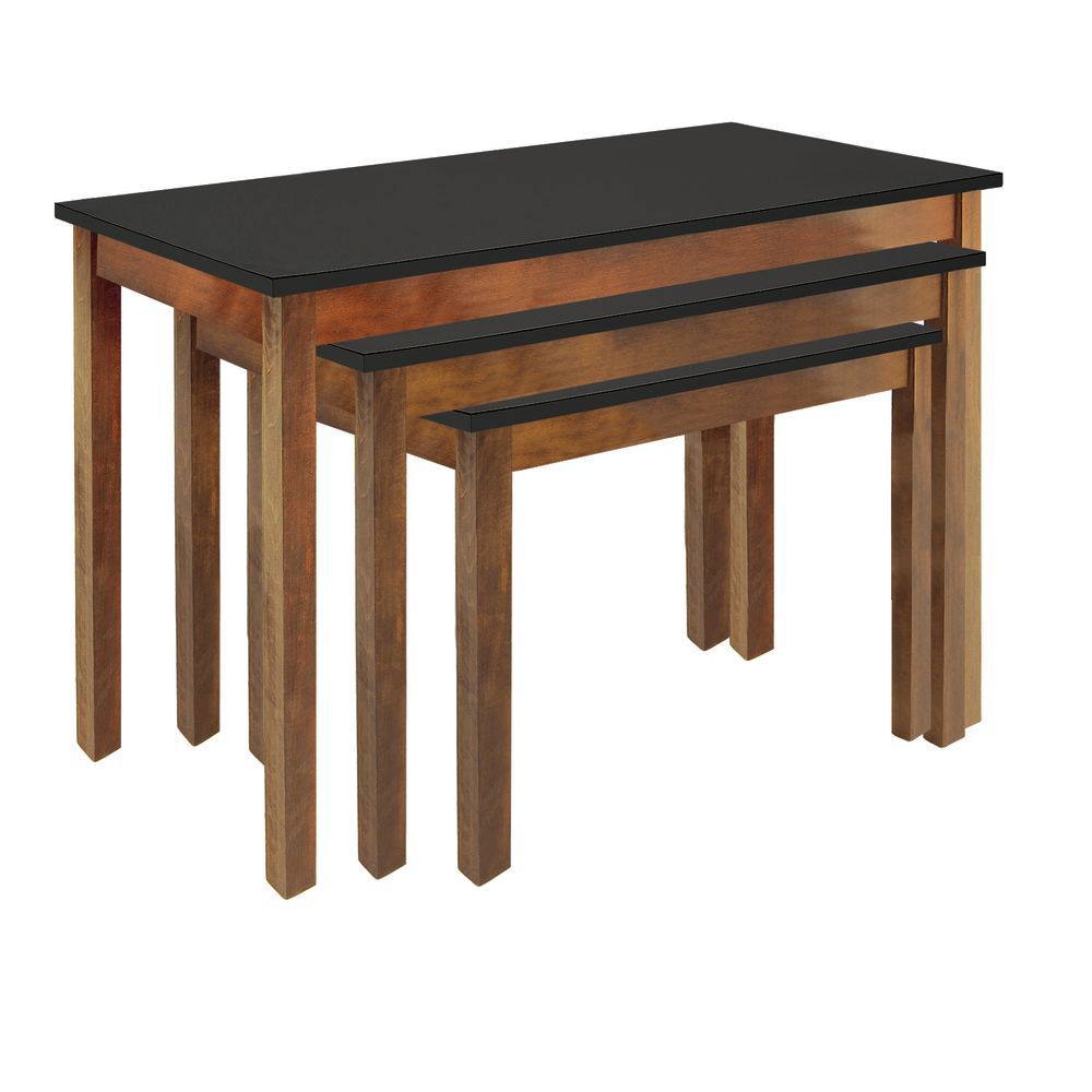 Nesting Display Tables Large Set Oak with Black Top 