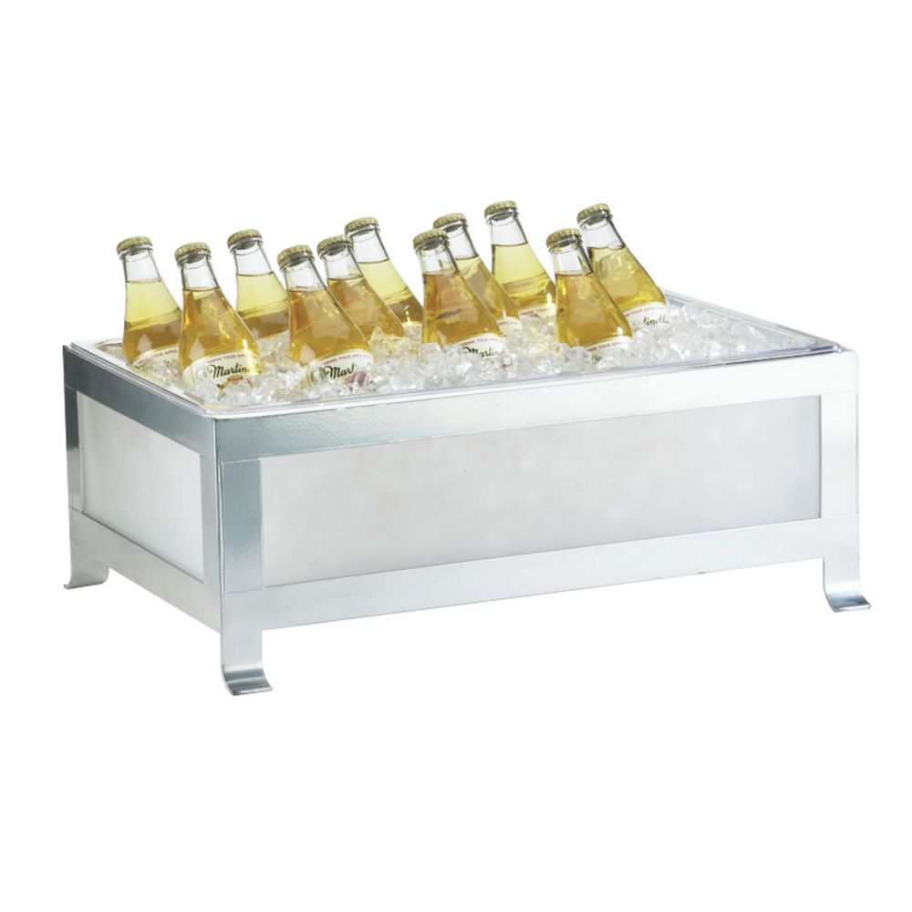 Cal Mil Soho Collection Full Size Silver Metal With Frosted Glass Ice Merchandiser 20 3 4 L X 14 3 4 W X 8 H