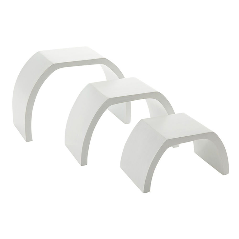 American Metalcraft RISER, WOOD, ARCHED, WHITE, SET OF 3