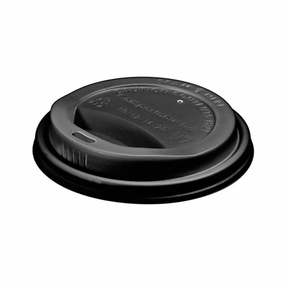 Naturezway Pro Compostable Dome Lid, 8oz Black - 1000 per case
