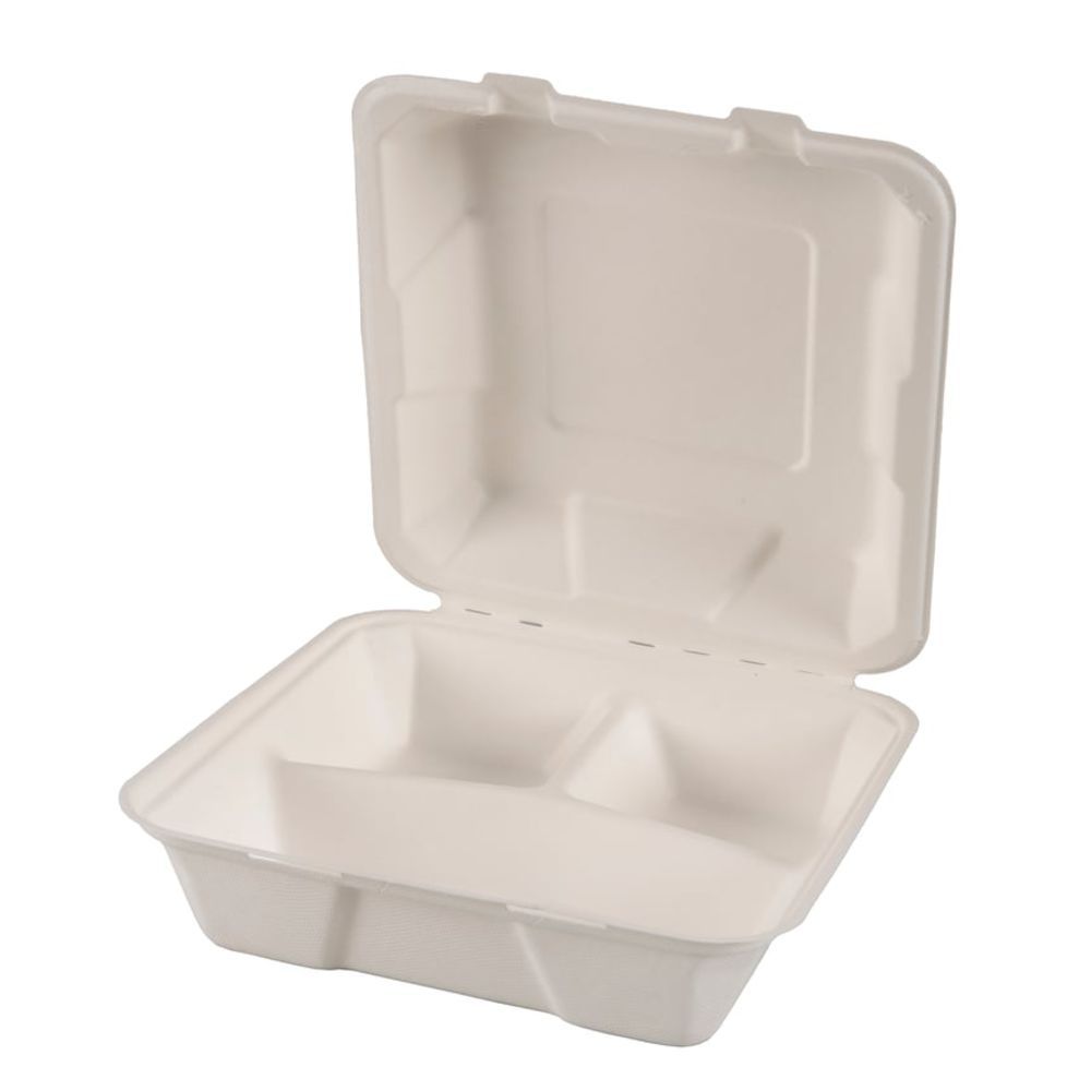 G.E.T. 2 Compartment Jade Polypropylene Eco-Take Out Container - 10L x 8W  x 3H