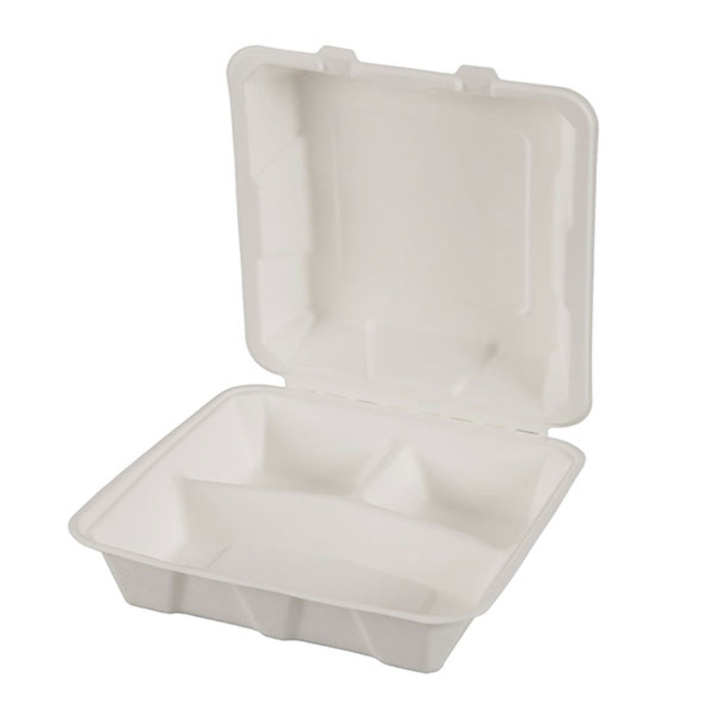 G.E.T. 2 Compartment Jade Polypropylene Eco-Take Out Container - 10L x 8W x 3H