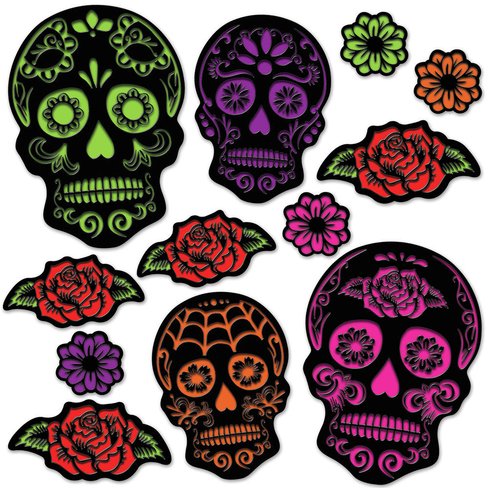 Beistle Day of the Dead Decor/Day Of The Dead Sugar Skull Cutouts,Size