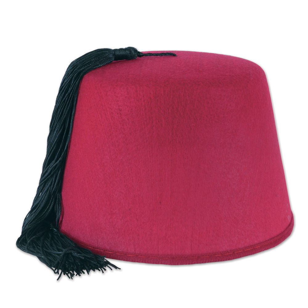 Beistle 60065 12 Piece Felt Fez Hats Red/Black