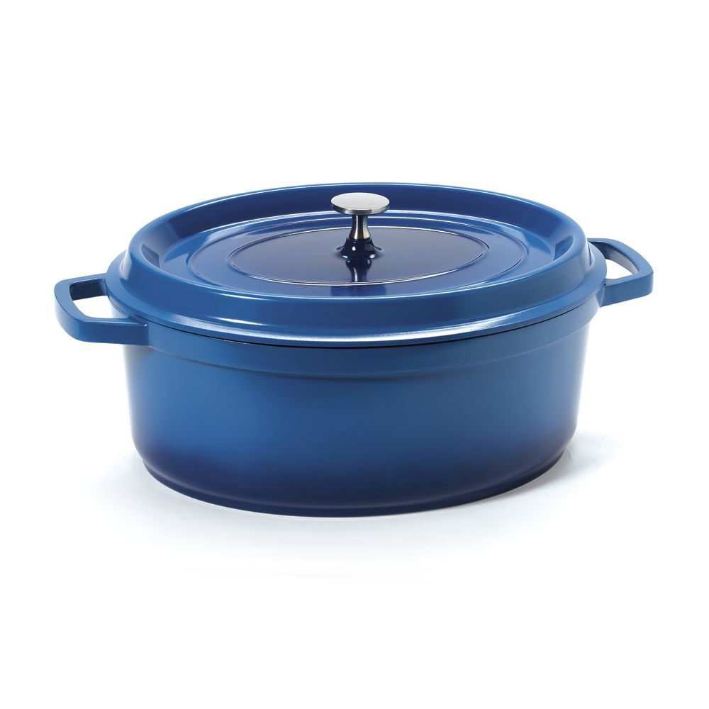 Heiss Induction Dutch Oven, 6-1/2Qt, 12-1/8 x 9-7/8 x 4-1/4H, Cast  Aluminum w/Ceramic Coating, Cobalt Blue