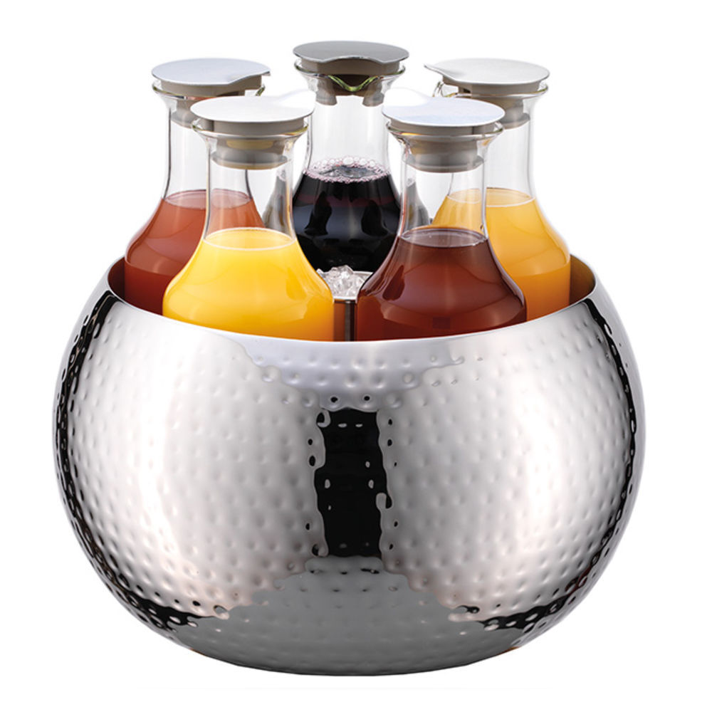 G.E.T. Frilich Carafine Beverage Tub Set- 13-4/5 dia. x 12-3/5H-  includes: (5) 1.3 qt. (1.2 liter) Tritan plastic carafes with stainless  steel lids