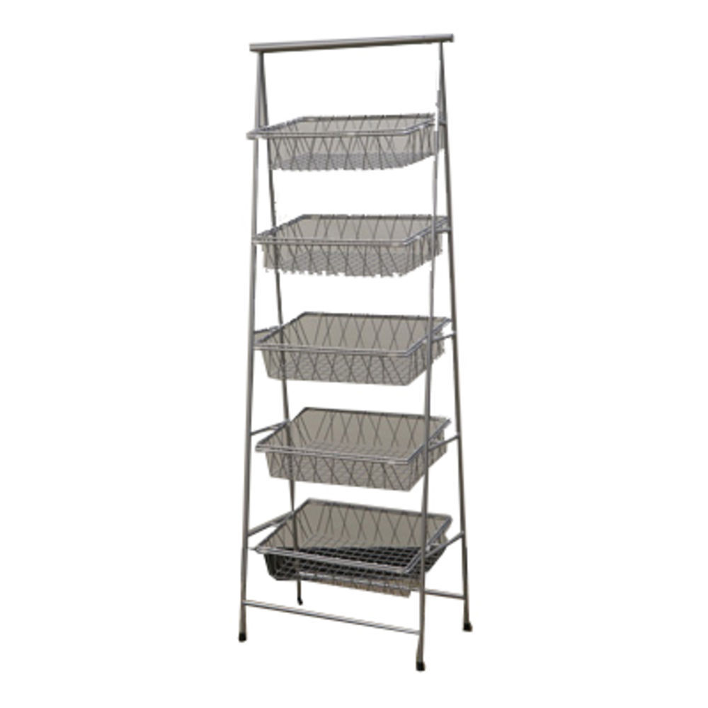 G.E.T. Enterprises IR-951T-SV 23.5? x 14? 5-Tier Tilted Pane Stand, 64? Tall, Metal