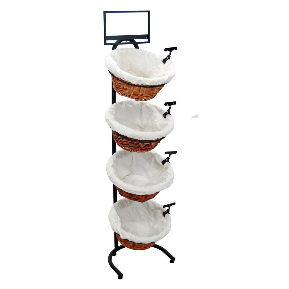 Mobile Merchandisers 4-Basket Merchandiser with (4) Cloth Liners, Round ...