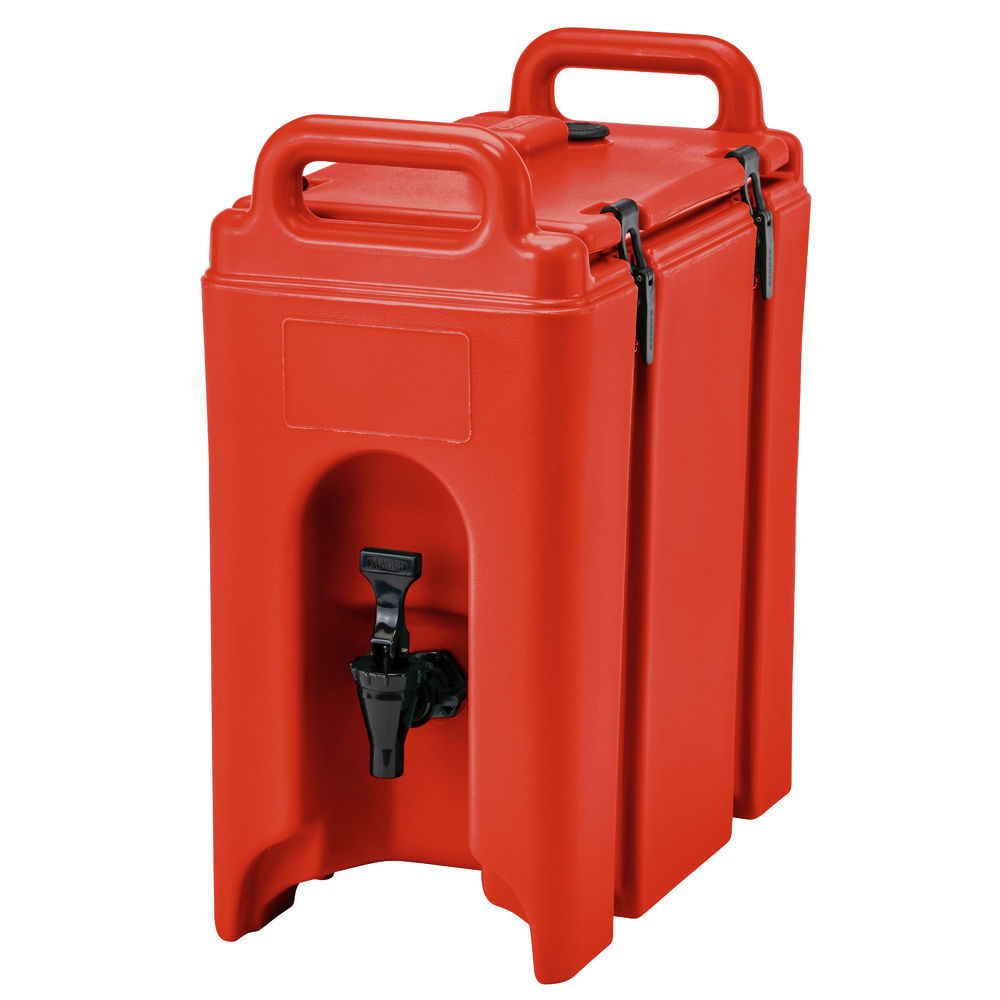 Cambro 250LCD158 Camtainers 2.5 Gallon Hot Red Insulated Beverage Dispenser