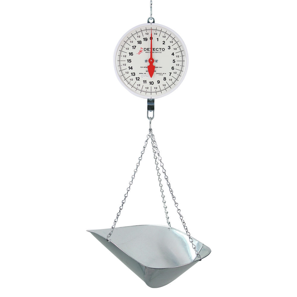 Detecto - 20 Lb Dial Hanging Scale with Galvanized Scoop