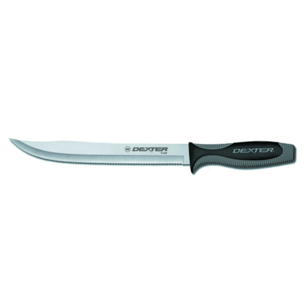 Dexter-Russell SofGrip 9" Scalloped Utility Slicer Knife - White Soft Rubber Handle