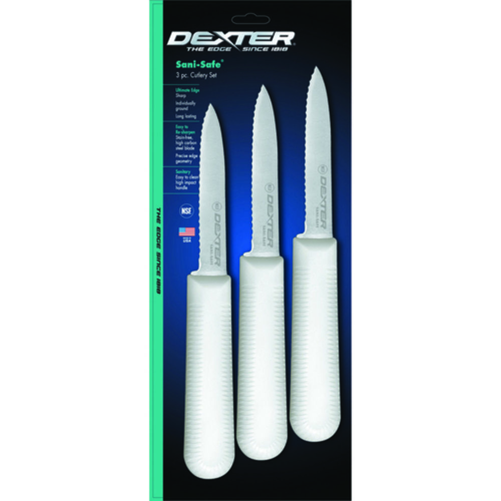Dexter Russell S104SC-3RWC, 3 Pack Scalloped Paring Knives in Red