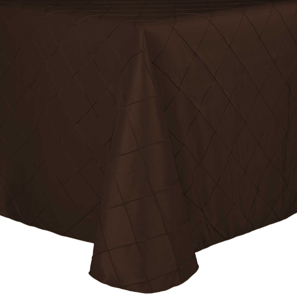 Visual Textile Embroidered Pintuck Taffeta 102-Inch Round Tablecloth  Chocolate