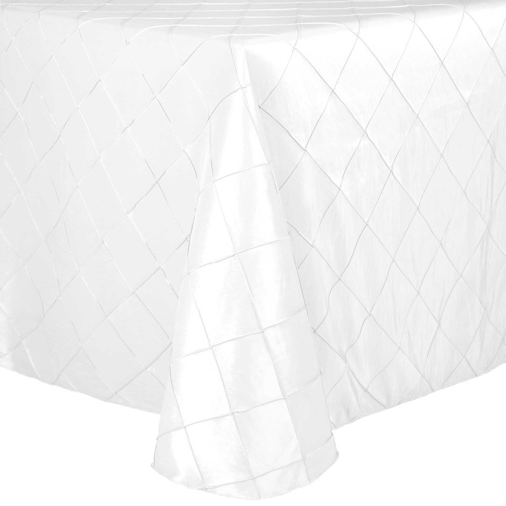 Visual Textile Embroidered Pintuck Taffeta 132 x 132-Inch Square Tablecloth  White