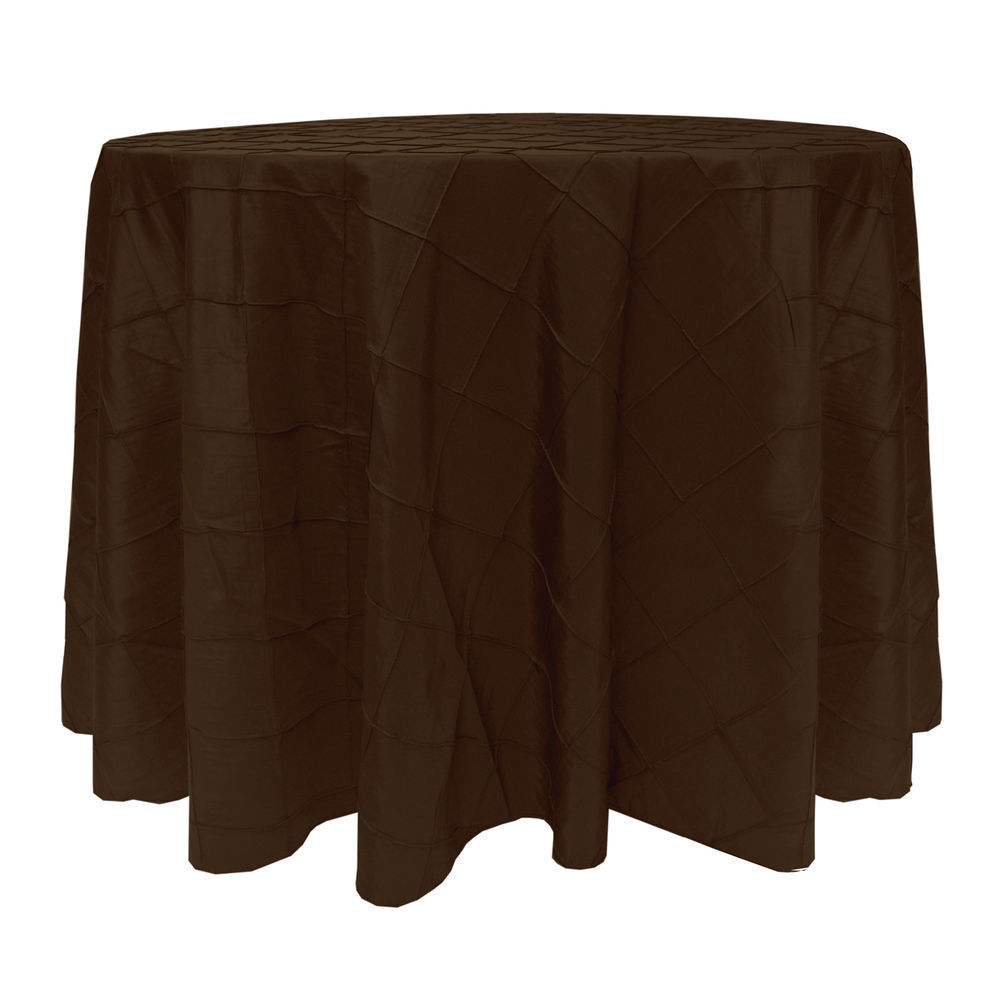 Visual Textile Embroidered Pintuck Taffeta 102-Inch Round Tablecloth  Chocolate