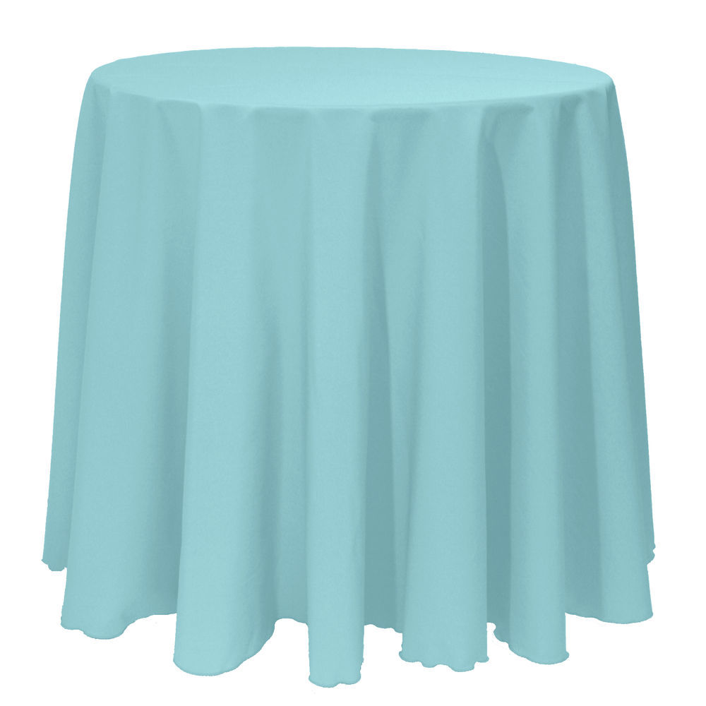 Visual Textile 132-Inch Round Polyester Linen Tablecloth Turquoise
