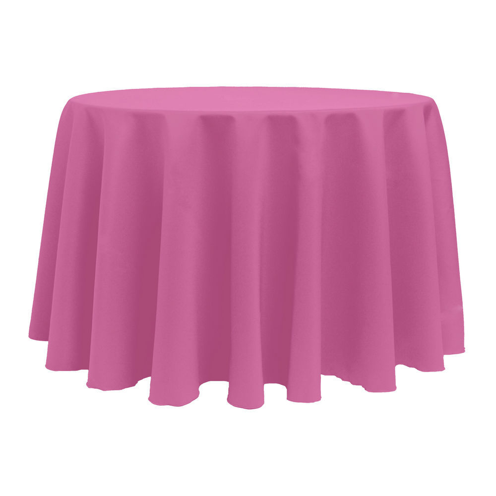 Visual Textile Satin 132-Inch Round Tablecloth Watermelon Pink