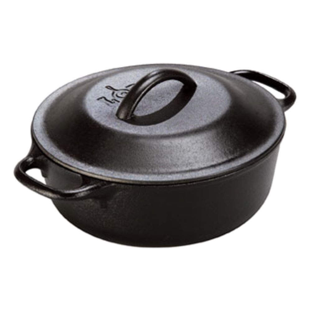 Lodge L1SP3 1 qt Seasoned Serving Pot Cover w/ Handles - 7 1/4