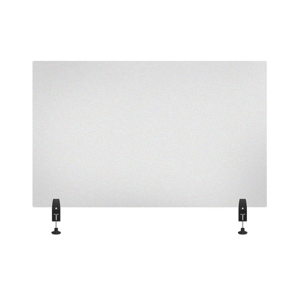 Luxor RECLAIMA Acrylic Sneeze Guard Desk Divider 60" x 30" ClampOn Frosted