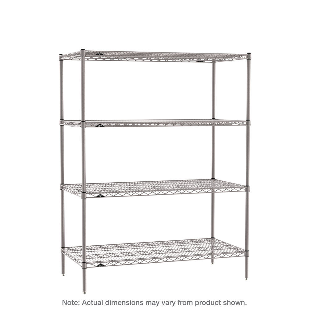 Metro SE-217263K4-S-4 Super Erecta 4-Shelf Industrial Wire Shelving Starter Unit, Metroseal Gray Epoxy, 21 x 72 x 63