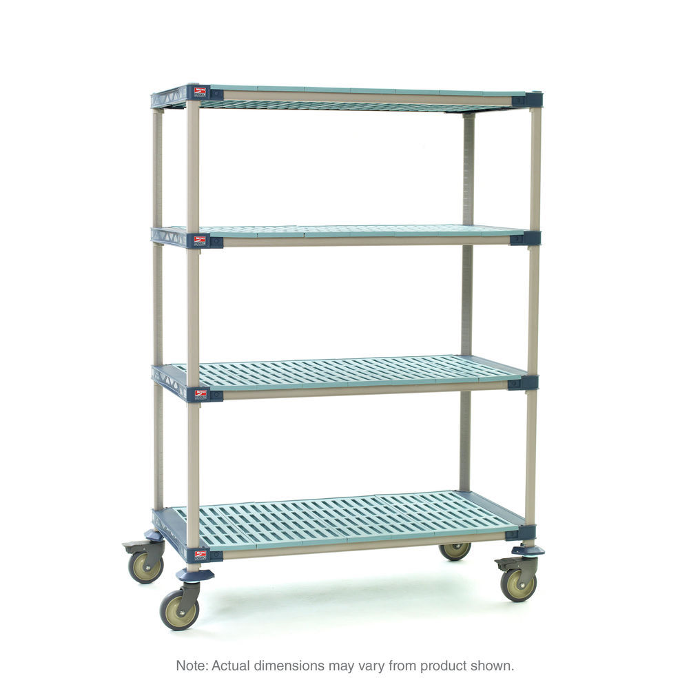 MetroMax Q 4Tier Stem Caster Cart, Open Grid Shelves, 24" x 60" x 67.3125"